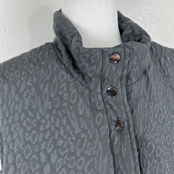 Weekends by Chico's Puffer Vest Women Extra Large Grey Snap Button Outerwear - Picture 7 of 14